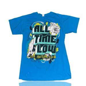 All Time Low The Hustler Club Vintage Graphic Tee Blue Unisex (Stain?) See Pics